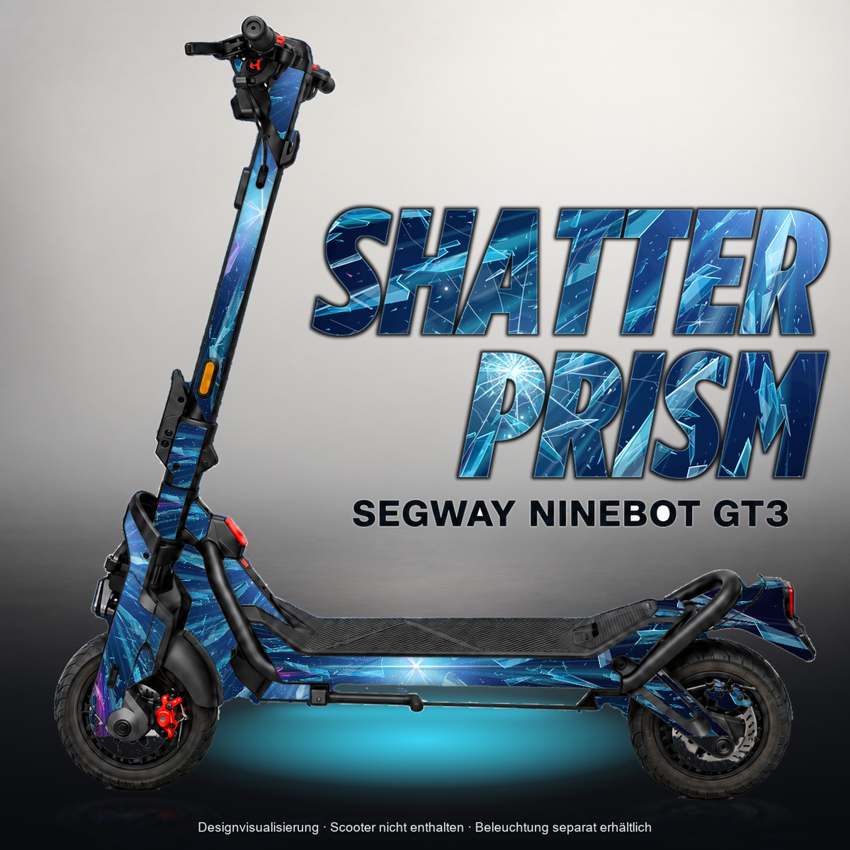 SEGWAY NINEBOT GT3 SKIN | SHATTER PRISM – Designvisualisierung mit Licht in der Skinfarbe; Scooter nicht enthalten, Beleuchtung separat erhältlich