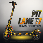 SEGWAY NINEBOT GT3 SKIN | PIT LANE 77 – Designvisualisierung mit Licht in der Skinfarbe; Scooter nicht enthalten, Beleuchtung separat erhältlich