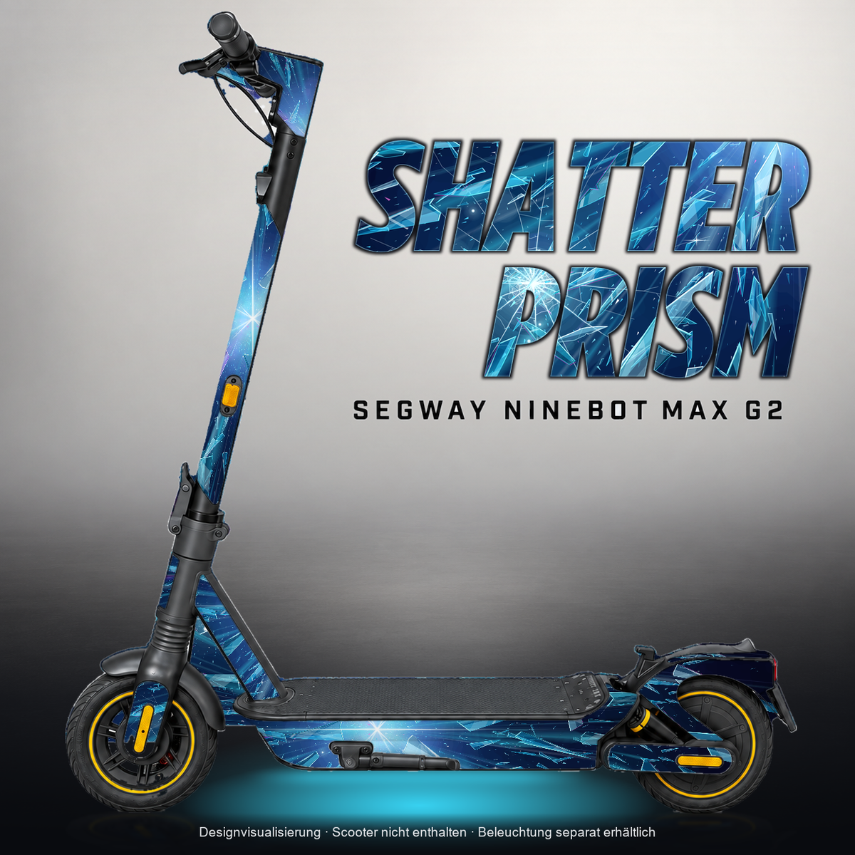 SEGWAY NINEBOT G2 MAX SKIN | SHATTER PRISM – Designvisualisierung mit Licht in der Skinfarbe; Scooter nicht enthalten, Beleuchtung separat erhältlich