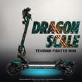 TEVERUN FIGHTER MINI / PRO SKIN | DRAGON SCALE – Designvisualisierung mit Licht in der Skinfarbe; Scooter nicht enthalten, Beleuchtung separat erhältlich