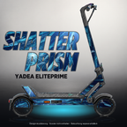 YADEA ELITEPRIME SKIN | SHATTER PRISM – Designvisualisierung mit Licht in der Skinfarbe; Scooter nicht enthalten, Beleuchtung separat erhältlich