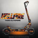 YADEA ELITEPRIME SKIN | HELLFIRE – Designvisualisierung mit Licht in der Skinfarbe; Scooter nicht enthalten, Beleuchtung separat erhältlich