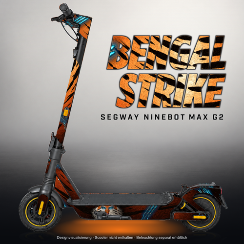 SEGWAY NINEBOT G2 MAX SKIN | BENGAL STRIKE – Designvisualisierung mit Licht in der Skinfarbe; Scooter nicht enthalten, Beleuchtung separat erhältlich