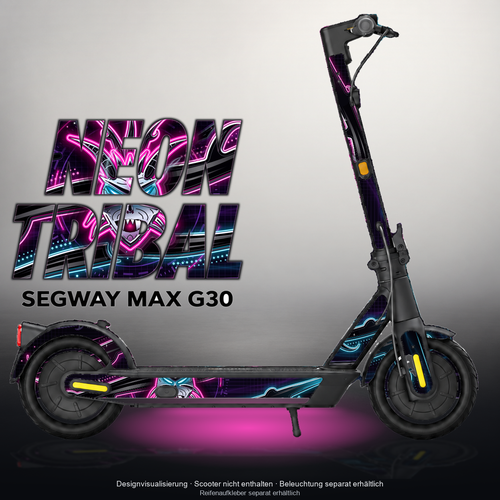 SEGWAY MAX G30 SKIN | NEON TRIBAL – Designvisualisierung mit Licht in der Skinfarbe; Scooter nicht enthalten, Beleuchtung separat erhältlich