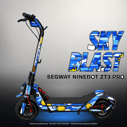 SEGWAY NINEBOT ZT3 PRO / ZT3 PRO D SKIN | SKY BLAST – Designvisualisierung mit Licht in der Skinfarbe; Scooter nicht enthalten, Beleuchtung separat erhältlich