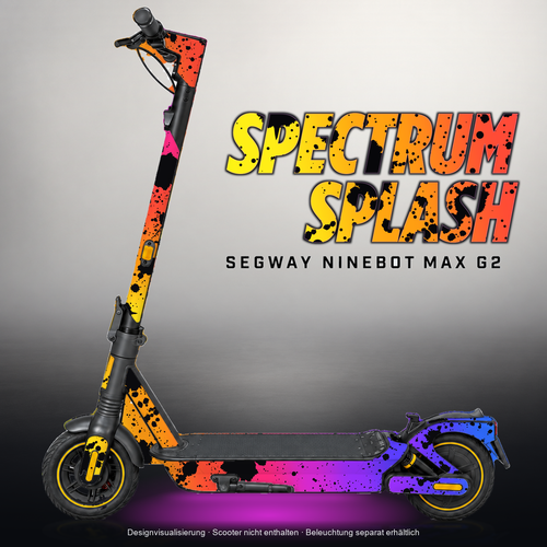 SEGWAY NINEBOT G2 MAX SKIN | SPECTRUM SPLASH – Designvisualisierung mit Licht in der Skinfarbe; Scooter nicht enthalten, Beleuchtung separat erhältlich
