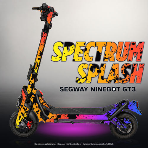 SEGWAY NINEBOT GT3 SKIN | SPECTRUM SPLASH – Designvisualisierung mit Licht in der Skinfarbe; Scooter nicht enthalten, Beleuchtung separat erhältlich