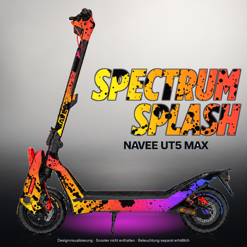 NAVEE UT5 MAX SKIN | SPECTRUM SPLASH – Designvisualisierung mit Licht in der Skinfarbe; Scooter nicht enthalten, Beleuchtung separat erhältlich
