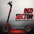 SEGWAY NINEBOT E3 / E3 PRO SKIN | RED SECTOR – Designvisualisierung mit Licht in der Skinfarbe; Scooter nicht enthalten, Beleuchtung separat erhältlich