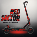 YADEA ELITEPRIME SKIN | RED SECTOR – Designvisualisierung mit Licht in der Skinfarbe; Scooter nicht enthalten, Beleuchtung separat erhältlich