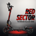 TEVERUN BLADE MINI / PRO / ULTRA SKIN | RED SECTOR – Designvisualisierung mit Licht in der Skinfarbe; Scooter nicht enthalten, Beleuchtung separat erhältlich