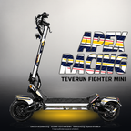 TEVERUN FIGHTER MINI / PRO SKIN | APEX RACING – Designvisualisierung mit Licht in der Skinfarbe; Scooter nicht enthalten, Beleuchtung separat erhältlich