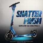 SOFLOW SO ONE PRO 3 SKIN | SHATTER PRISM – Designvisualisierung mit Licht in der Skinfarbe; Scooter nicht enthalten, Beleuchtung separat erhältlich