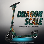 SOFLOW SO ONE PRO 3 SKIN | DRAGON SCALE – Designvisualisierung mit Licht in der Skinfarbe; Scooter nicht enthalten, Beleuchtung separat erhältlich