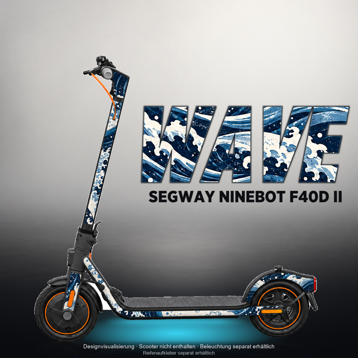 SEGWAY NINEBOT F40D II SKIN | WAVE – Designvisualisierung mit Licht in der Skinfarbe; Scooter nicht enthalten, Beleuchtung separat erhältlich
