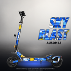 AUSOM L1 SKIN | SKY BLAST – Designvisualisierung mit Licht in der Skinfarbe; Scooter nicht enthalten, Beleuchtung separat erhältlich