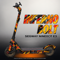 SEGWAY NINEBOT E3 / E3 PRO SKIN | INFERNO BOLT – Designvisualisierung mit Licht in der Skinfarbe; Scooter nicht enthalten, Beleuchtung separat erhältlich