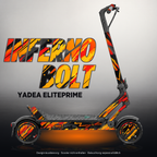 YADEA ELITEPRIME SKIN | INFERNO BOLT – Designvisualisierung mit Licht in der Skinfarbe; Scooter nicht enthalten, Beleuchtung separat erhältlich