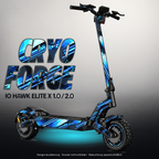IO HAWK ELITE X 1.0 / 2.0 SKIN | CRYO FORGE – Designvisualisierung mit Licht in der Skinfarbe; Scooter nicht enthalten, Beleuchtung separat erhältlich