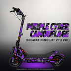 SEGWAY NINEBOT ZT3 PRO / ZT3 PRO D SKIN | PURPLE CYBER CAMOUFLAGE – Designvisualisierung mit Licht in der Skinfarbe; Scooter nicht enthalten, Beleuchtung separat erhältlich
