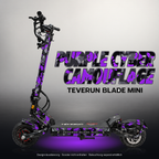 TEVERUN BLADE MINI / PRO / ULTRA SKIN | PURPLE CYBER CAMOUFLAGE – Designvisualisierung mit Licht in der Skinfarbe; Scooter nicht enthalten, Beleuchtung separat erhältlich