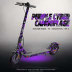 XIAOMI M365 / 1S / ESSENTIAL / MI 3 SKIN | PURPLE CYBER CAMOUFLAGE – Designvisualisierung mit Licht in der Skinfarbe; Scooter nicht enthalten, Beleuchtung separat erhältlich