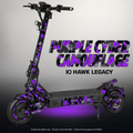 IO HAWK LEGACY SKIN | PURPLE CYBER CAMOUFLAGE – Designvisualisierung mit Licht in der Skinfarbe; Scooter nicht enthalten, Beleuchtung separat erhältlich