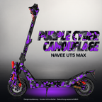 NAVEE UT5 MAX SKIN | PURPLE CYBER CAMOUFLAGE – Designvisualisierung mit Licht in der Skinfarbe; Scooter nicht enthalten, Beleuchtung separat erhältlich