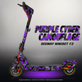 SEGWAY NINEBOT F3 / F3 PRO SKIN | PURPLE CYBER CAMOUFLAGE – Designvisualisierung mit Licht in der Skinfarbe; Scooter nicht enthalten, Beleuchtung separat erhältlich