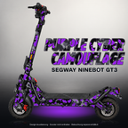 SEGWAY NINEBOT GT3 SKIN | PURPLE CYBER CAMOUFLAGE – Designvisualisierung mit Licht in der Skinfarbe; Scooter nicht enthalten, Beleuchtung separat erhältlich