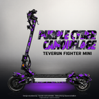 TEVERUN FIGHTER MINI / PRO SKIN | PURPLE CYBER CAMOUFLAGE – Designvisualisierung mit Licht in der Skinfarbe; Scooter nicht enthalten, Beleuchtung separat erhältlich