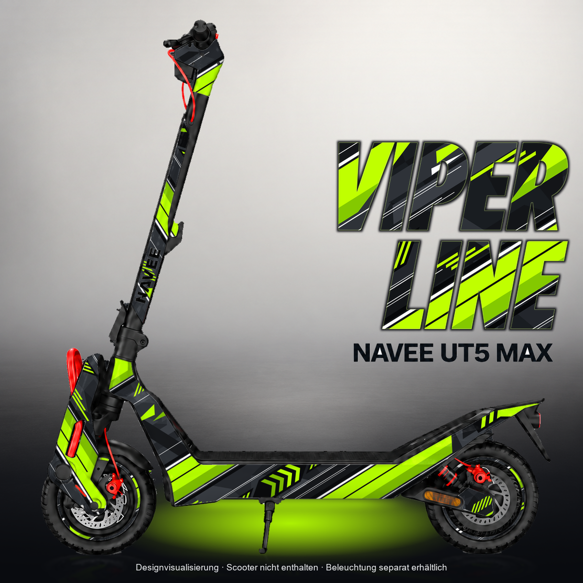NAVEE UT5 MAX SKIN | VIPER LINE – Designvisualisierung mit Licht in der Skinfarbe; Scooter nicht enthalten, Beleuchtung separat erhältlich