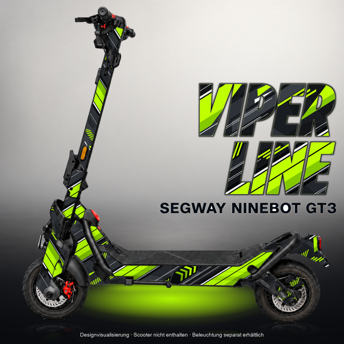 SEGWAY NINEBOT GT3 SKIN | VIPER LINE – Designvisualisierung mit Licht in der Skinfarbe; Scooter nicht enthalten, Beleuchtung separat erhältlich