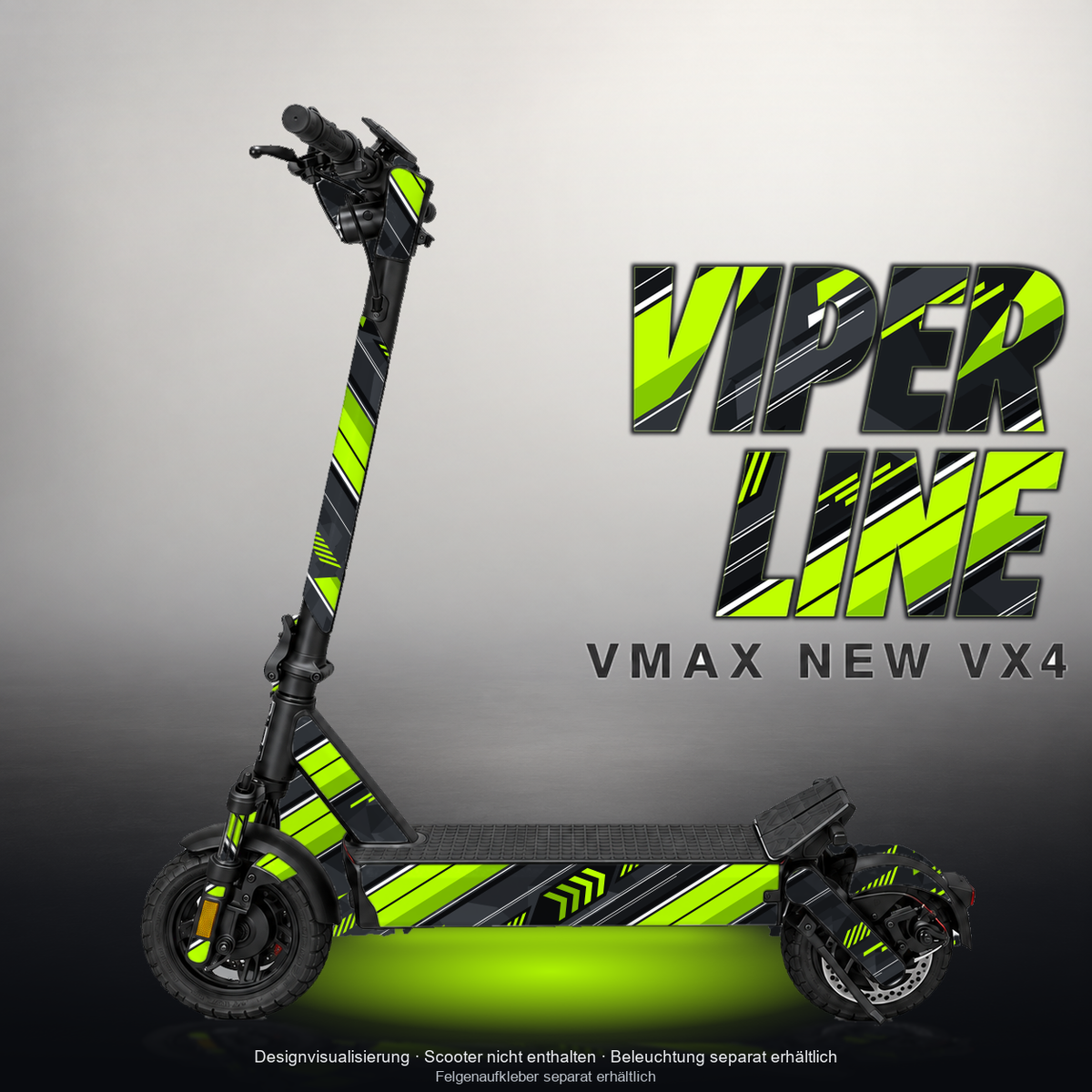 VMAX NEW VX4 SKIN | VIPER LINE – Designvisualisierung mit Licht in der Skinfarbe; Scooter nicht enthalten, Beleuchtung separat erhältlich