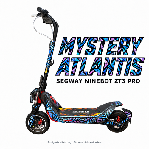 SEGWAY NINEBOT ZT3 SKIN | MYSTERY ATLANTIS – Designvisualisierung am passenden Scooter. Scooter nicht enthalten.