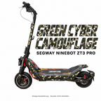 SEGWAY NINEBOT ZT3 SKIN | GREEN CYBER CAMOUFLAGE – Designvisualisierung am passenden Scooter. Scooter nicht enthalten.