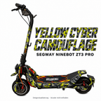 SEGWAY NINEBOT ZT3 SKIN | YELLOW CYBER CAMOUFLAGE – Designvisualisierung am passenden Scooter. Scooter nicht enthalten.