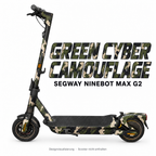 SEGWAY NINEBOT G2 MAX SKIN | GREEN CYBER CAMOUFLAGE – Designvisualisierung am passenden Scooter. Scooter nicht enthalten.