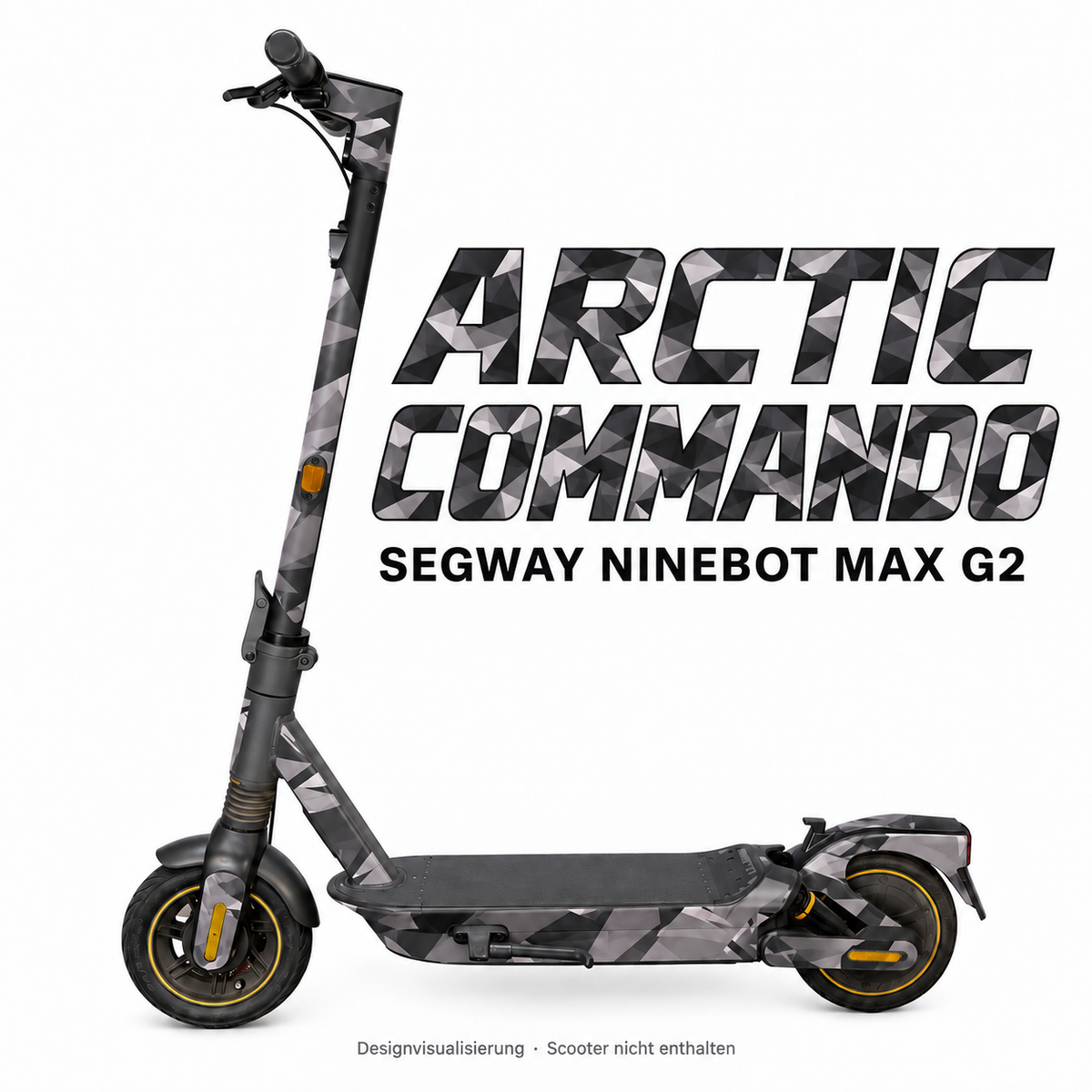 SEGWAY NINEBOT G2 MAX SKIN | ARCTIC COMMANDO – Designvisualisierung am passenden Scooter. Scooter nicht enthalten.