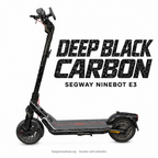 SEGWAY NINEBOT E3 SKIN | DEEP BLACK CARBON – Designvisualisierung am passenden Scooter. Scooter nicht enthalten.