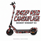 SEGWAY NINEBOT E3 SKIN | 240P RED CAMOUFLAGE – Designvisualisierung am passenden Scooter. Scooter nicht enthalten.