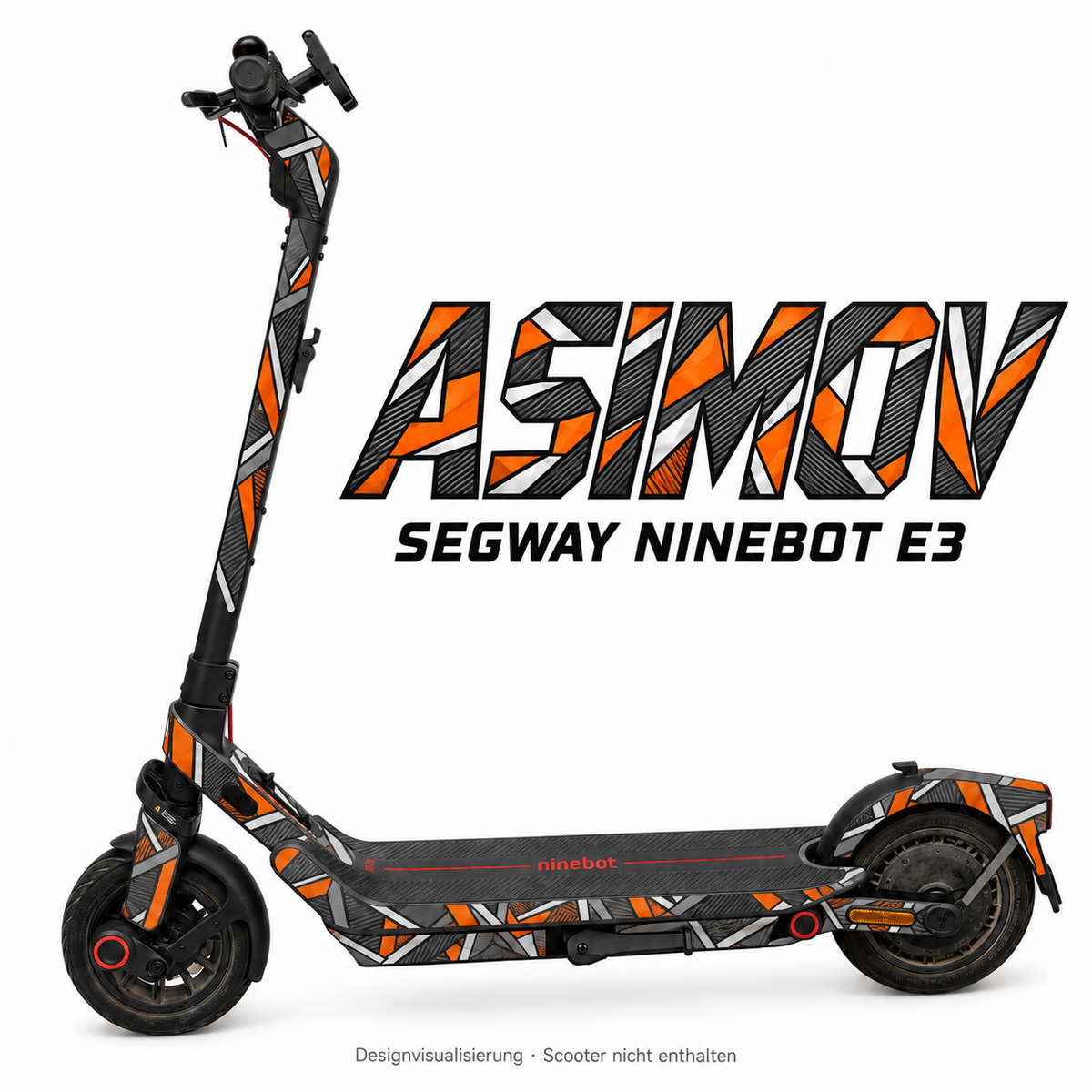 SEGWAY NINEBOT E3 SKIN | ASIMOV – Designvisualisierung am passenden Scooter. Scooter nicht enthalten.