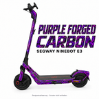 SEGWAY NINEBOT E3 SKIN | PURPLE FORGED CARBON – Designvisualisierung am passenden Scooter. Scooter nicht enthalten.