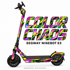 SEGWAY NINEBOT E3 SKIN | COLOR CHAOS – Designvisualisierung am passenden Scooter. Scooter nicht enthalten.