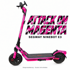 SEGWAY NINEBOT E3 SKIN | ATTACK ON MAGENTA – Designvisualisierung am passenden Scooter. Scooter nicht enthalten.