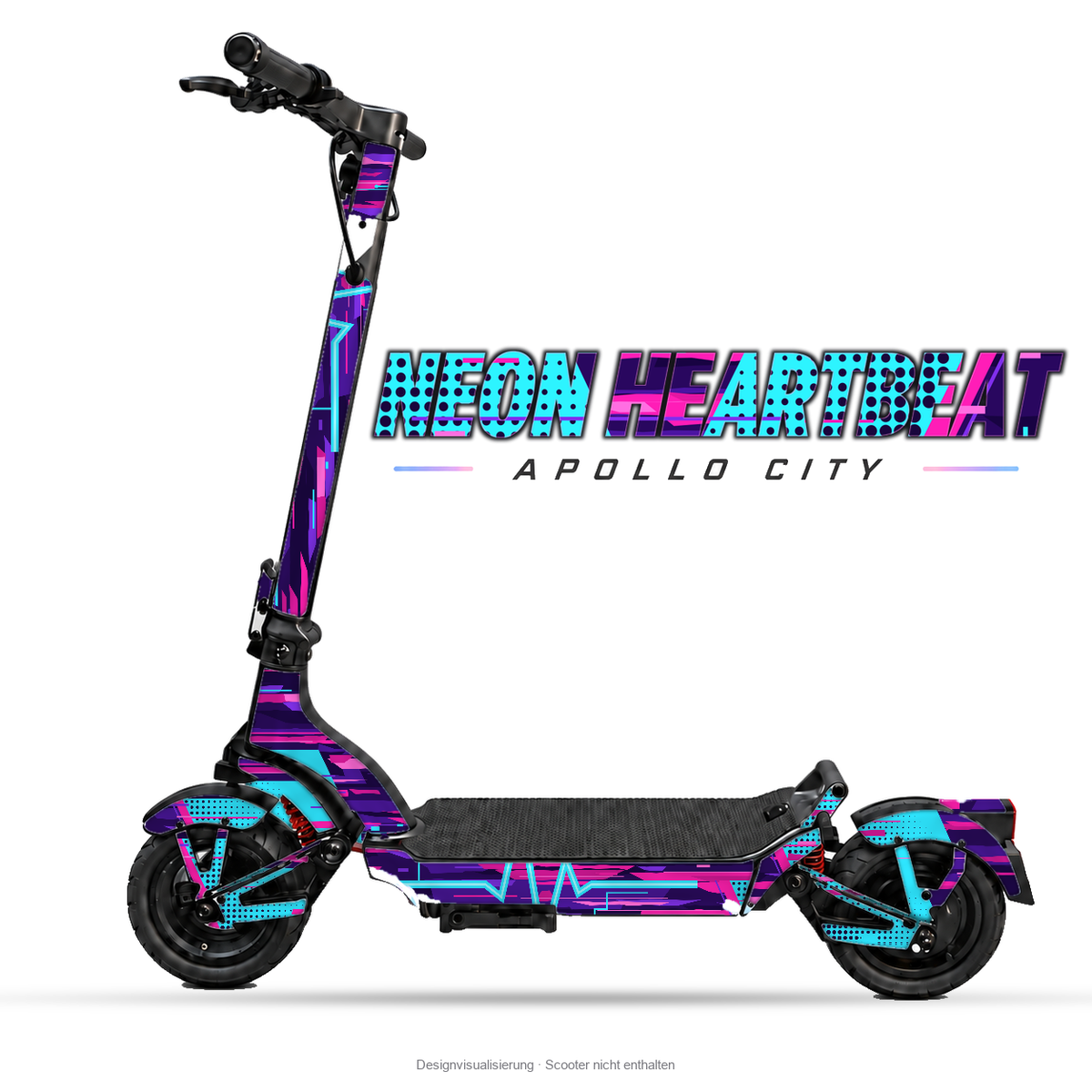 NEON HEARTBEAT – Designvisualisierung am Apollo City. Scooter nicht enthalten.