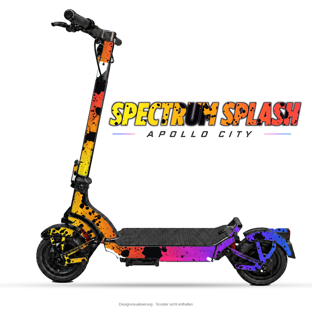 SPECTRUM SPLASH – Designvisualisierung am Apollo City. Scooter nicht enthalten.