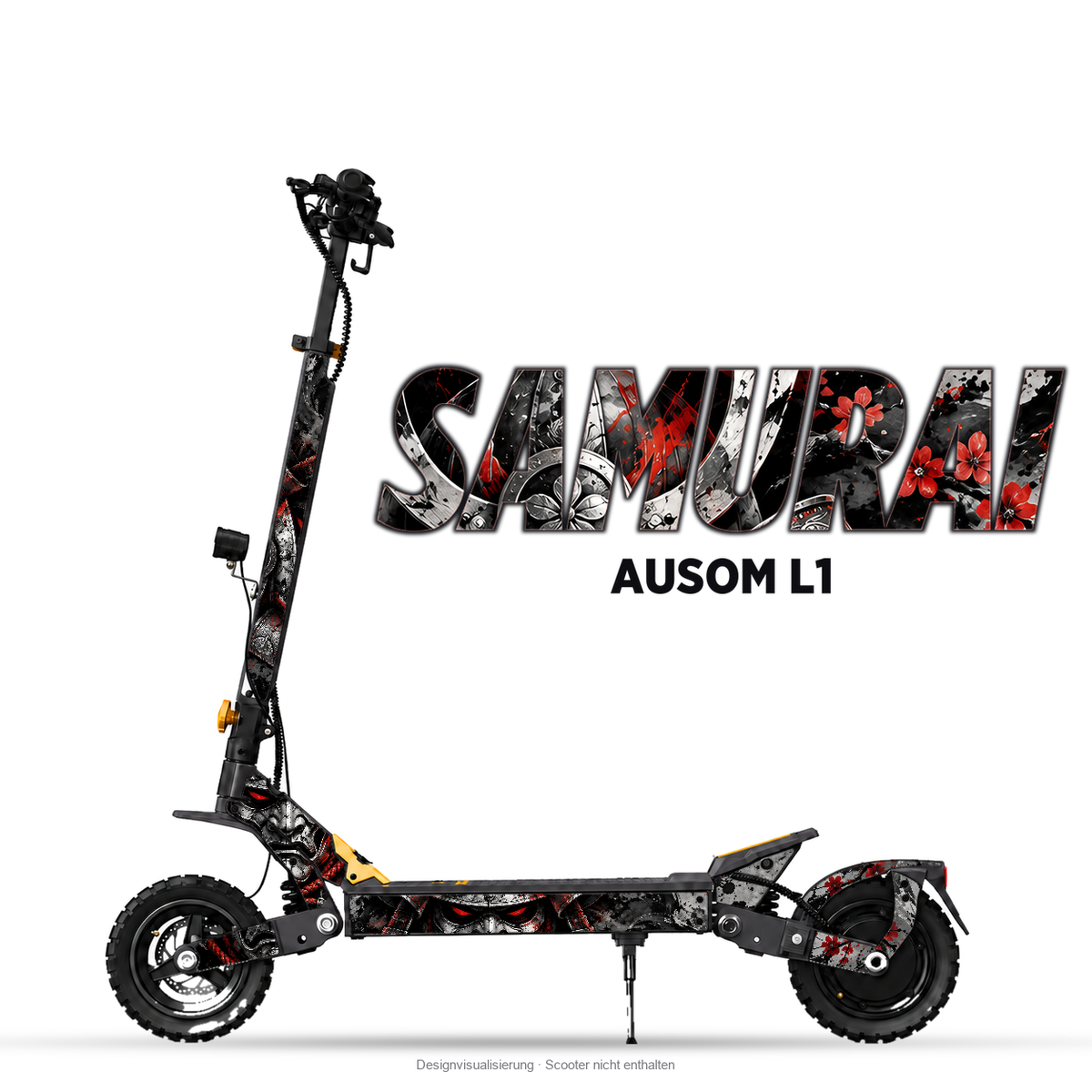 SAMURAI – Designvisualisierung am Ausom L1. Scooter nicht enthalten.