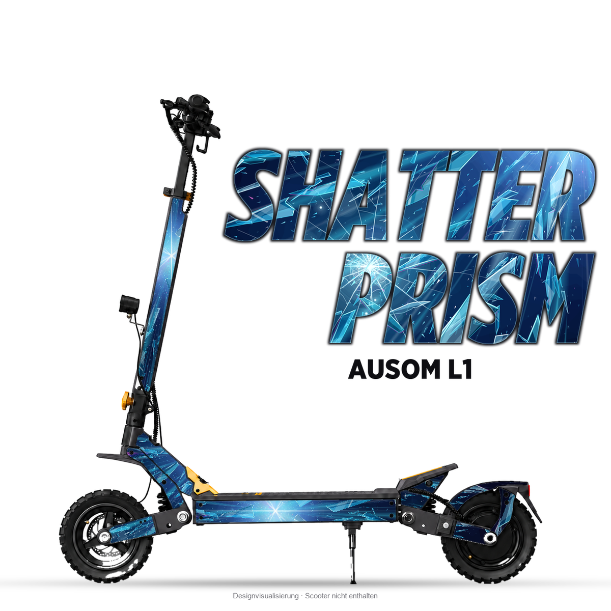 SHATTER PRISM – Designvisualisierung am Ausom L1. Scooter nicht enthalten.