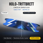 COBALT RIFT Trittbrett-Skin – Holo-Effekt simuliert, +24,99 € Aufpreis im Variantenpreis enthalten. Beispiel E3; Form je nach Modellauswahl. Digitale Design-/Materialvisualisierung, keine physische Druckprobe. Scooter nicht enthalten.